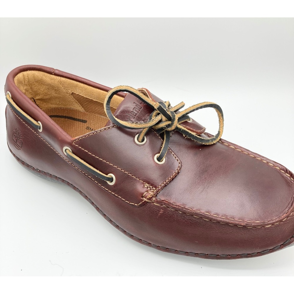 Timberland Mens Smart Comfort Burgundy Leather Boat Shoes Loafers